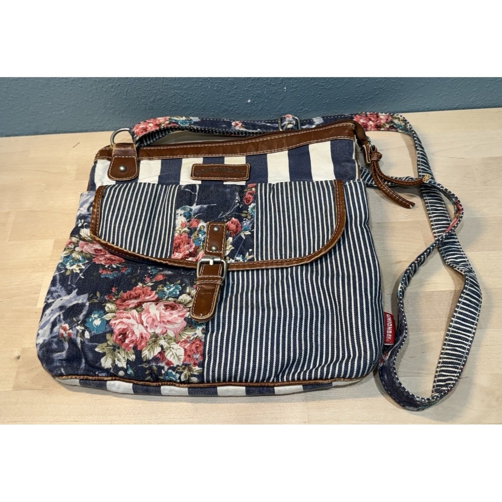 VTG Union Bay 90s Y2K Patchwork Crossbody Handbag Boho Hippie Floral Striped